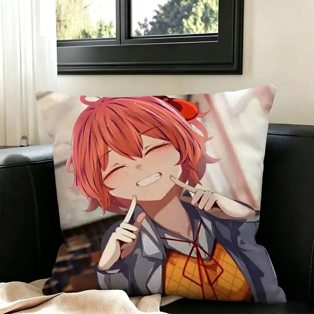 anime Sayori-ii  Square Double-Sided printed Pillow Case Bedroom Bedside Pillow Sofa Cushion Cover