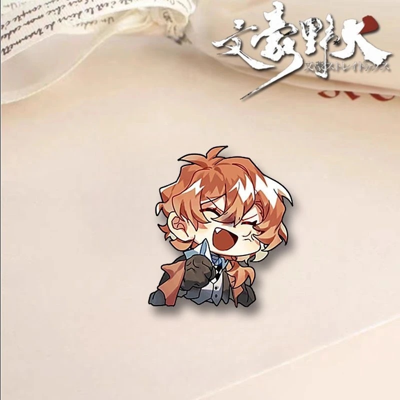 Bungo Stray Dogs Anime Cosplay Broche, Nakahara Chuya Nakajima Atsushi Mori Ogai, Distintivo bonito, Alta Aparência, Versão Nível Q, Presente