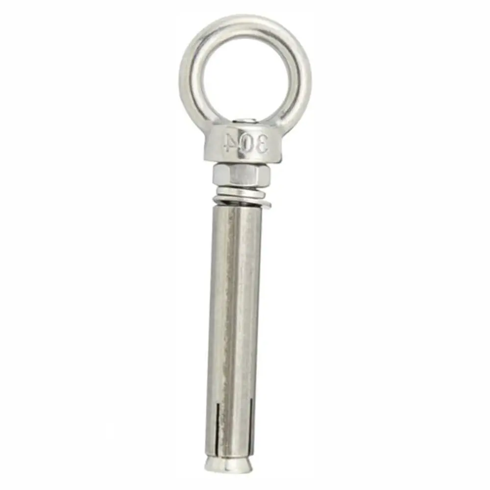 5Pcs Stainless Steel Expansion Anchor Eyebolt with Ring Silver M6x70mm Ring Lifting Fastener Ceiling Hook Concrete Brick Wall