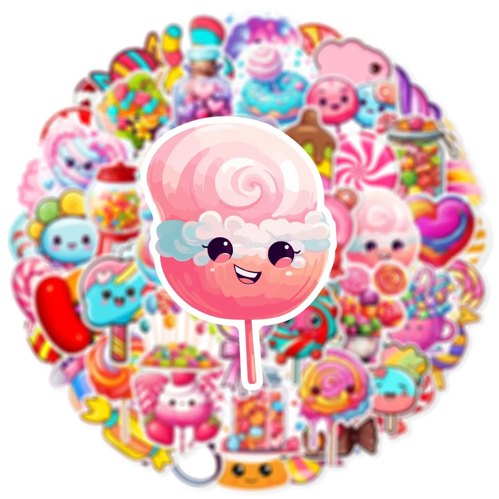 10/50Pcs Cute Colorful Candy Sweets Cartoon Stickers Christmas Party Gift Decoration Sticker Toy DIY Luggage Bike Phone Laptop