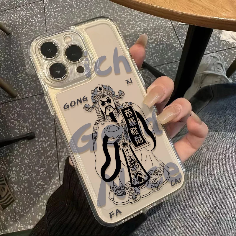 God of Wealth Creative Shockproof Fashionable Phone Case For iPhone 15 Pro Max 14 Plus 13 12 11 XR X XS 8 7 Cover