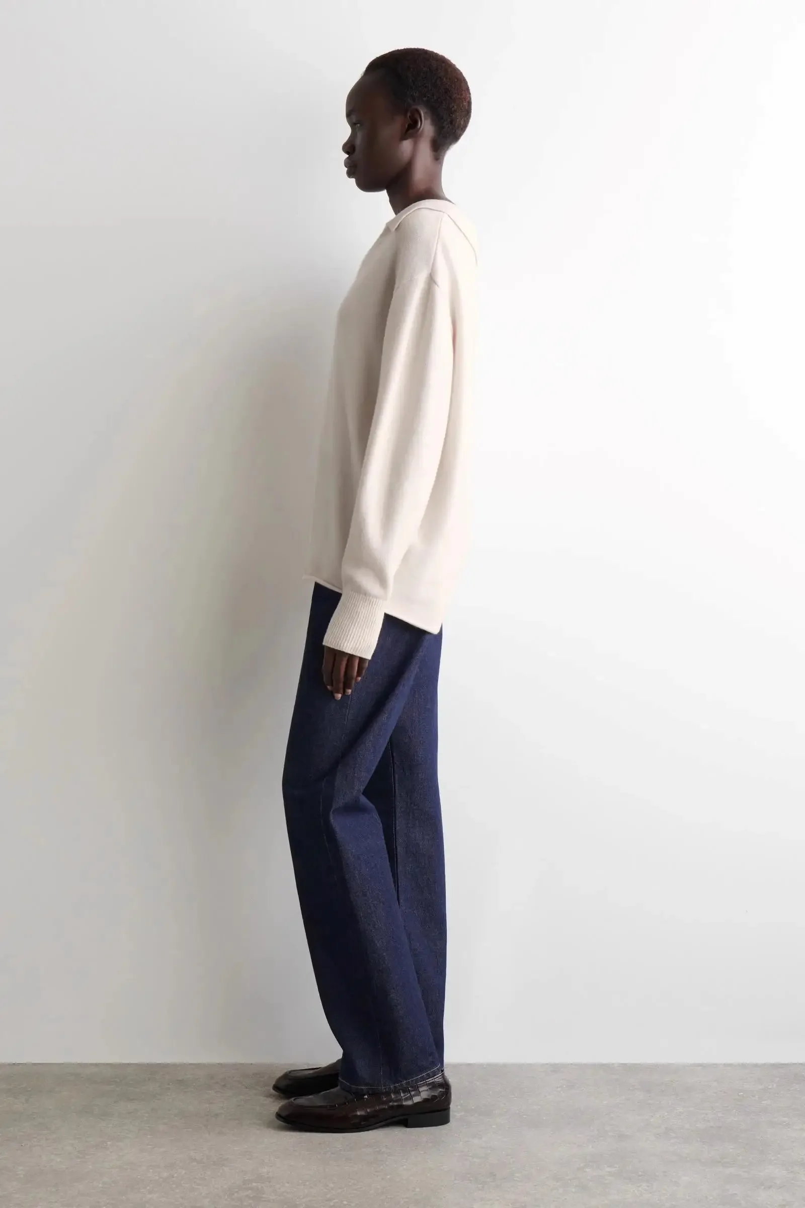 زي أثيري 2025 كوس نمط جديد لخريف المرأة عادية معيار نمط بولو طوق مزيج سترة محبوكة #3