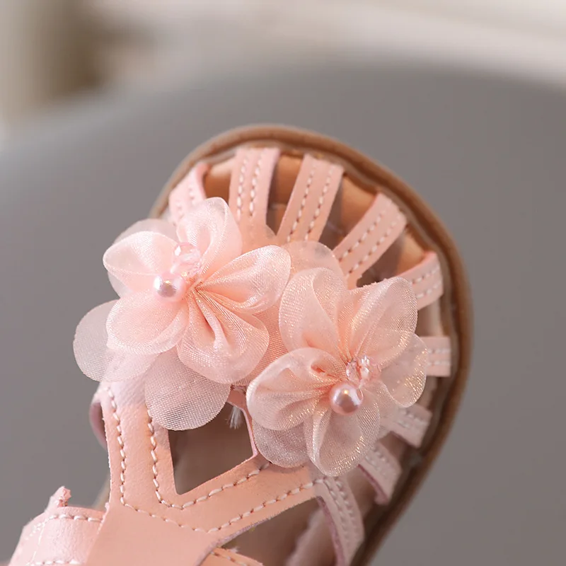 Sandalias Girl Little Flower Princess Sandals 2023 Summer New Baotou Baby Fashion Soft Sole Little Girl Walking Shoes Baby Shoe