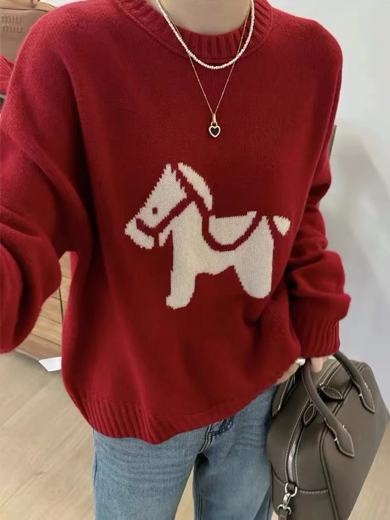 

Autumn Winter Thiened round Ne Pullover Sweater Casual Versatile Soft Knitted Base irt Top for Women Commute Sle