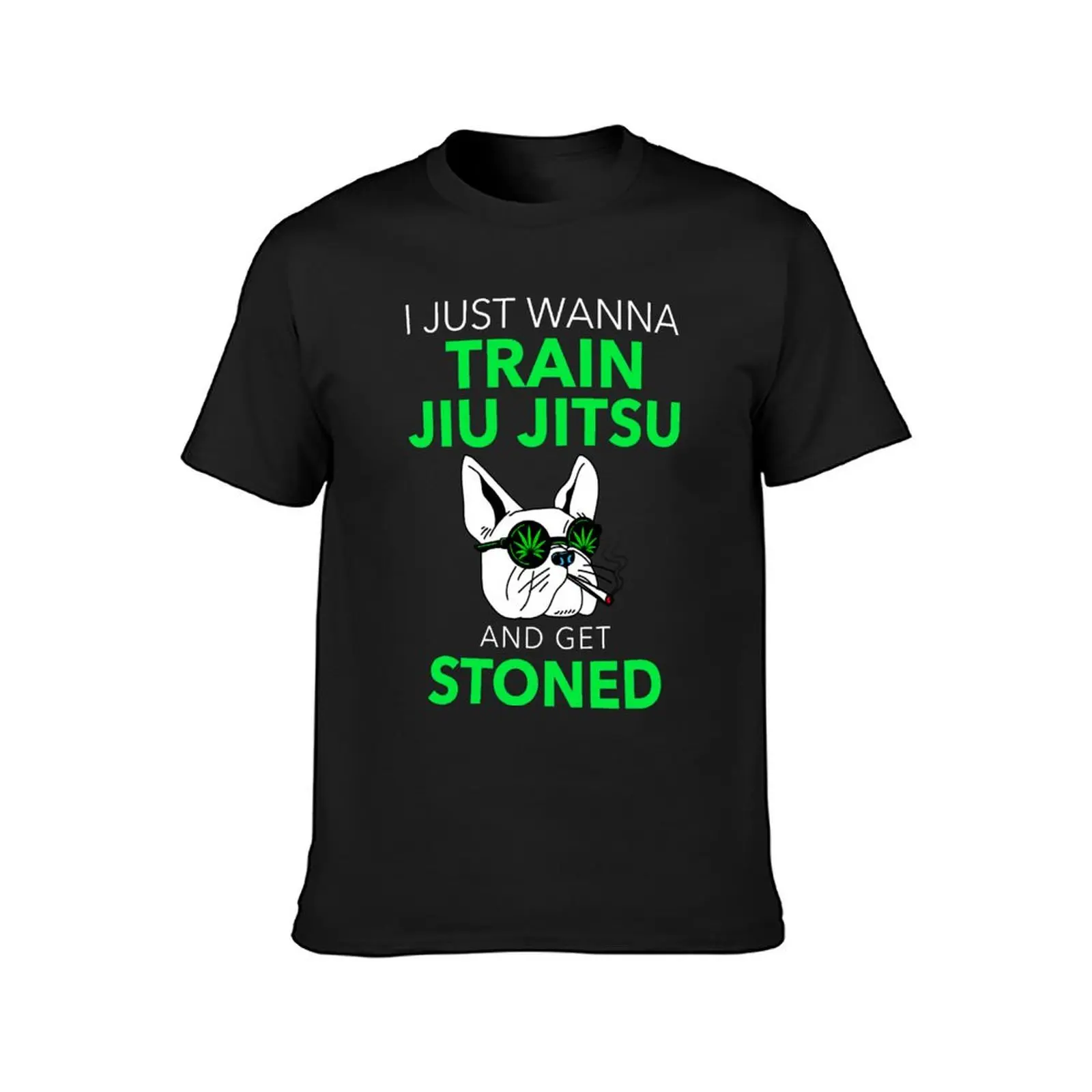 JIUJITSU SHIRT I JUST WANNA TRAIN JIU JITSU AND GET STONED T-Shirt Short sleeve tee shirts graphic tees mens t shirt