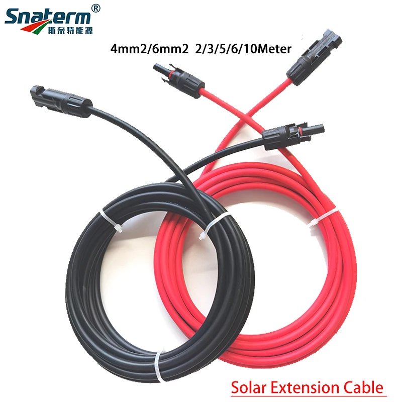 2/3/5/6/10/20 Meter 4 mm2/6 mm2 schwarzes/rotes Solar-Verlängerungs-DC-Kabel 12/10 AWG-Draht mit PV-DC-Anschlüssen für Solarpanel-Systeme