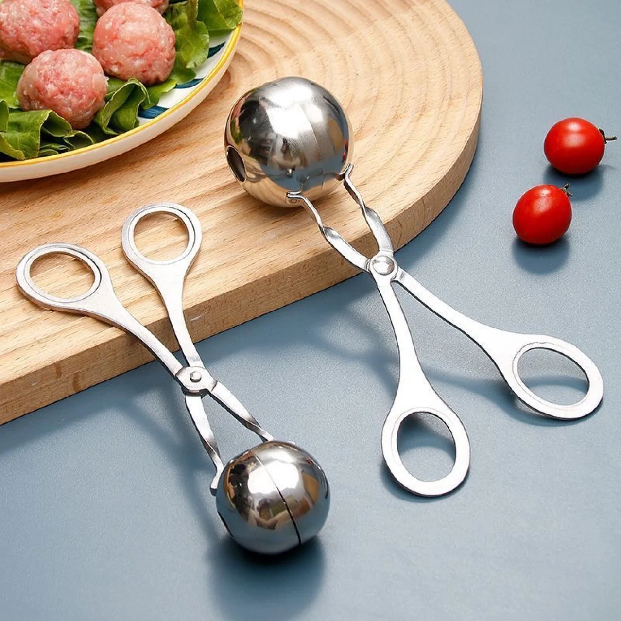Cuchara para falafel de acero inoxidable, molde profesional antiadherente para hacer albóndigas, utensilio de cocina para comida mediterránea casera