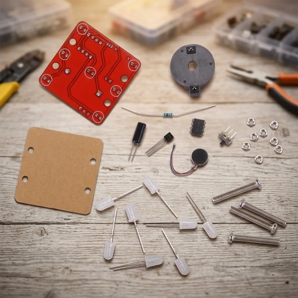LED Wobble Dice Kit With Vibration Sensor And Breathing Light Effect DIY Soldering Practice Board For Electronic Hobbyist Projec