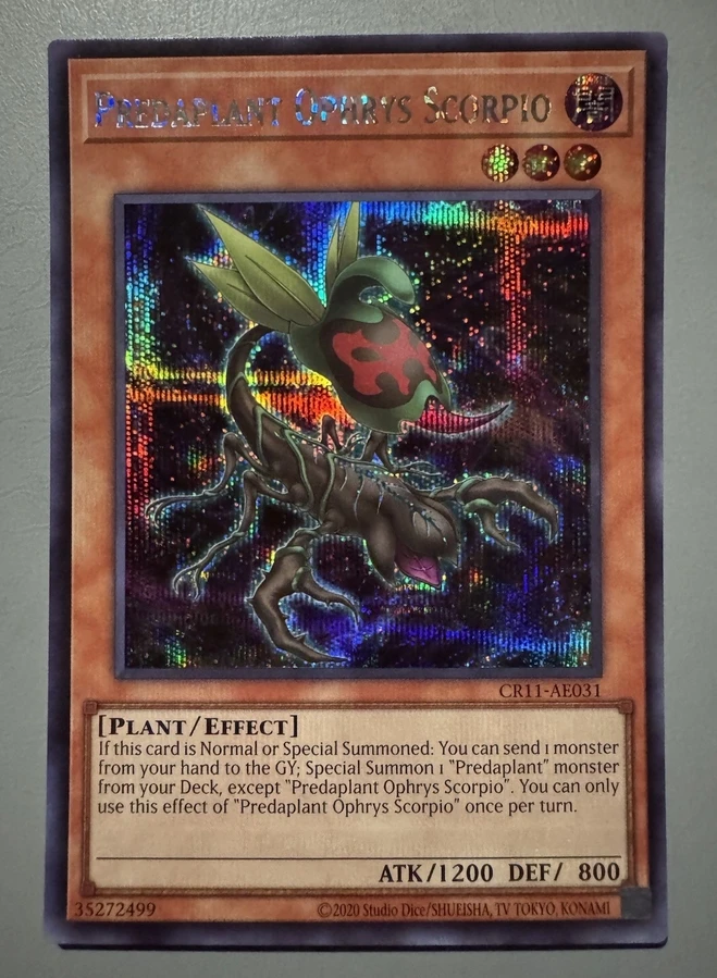 Yugioh KONAMI Duel Monsters CR11-AE031 Predaplant Ophrys Scorpio Secret Rare Asian English Collection Mint Card