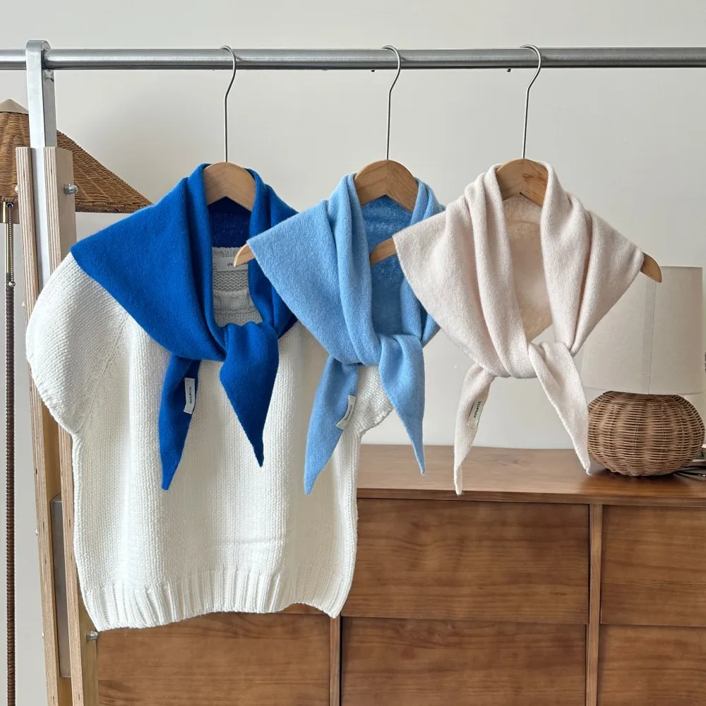 100% الصوف الشتاء وشاح للنساء الدافئة مثلث متماسكة الأوشحة الحجاب الصلبة سيدة شال التفاف الإناث الباشمينا باندانا وشاح الرأس جديد #4