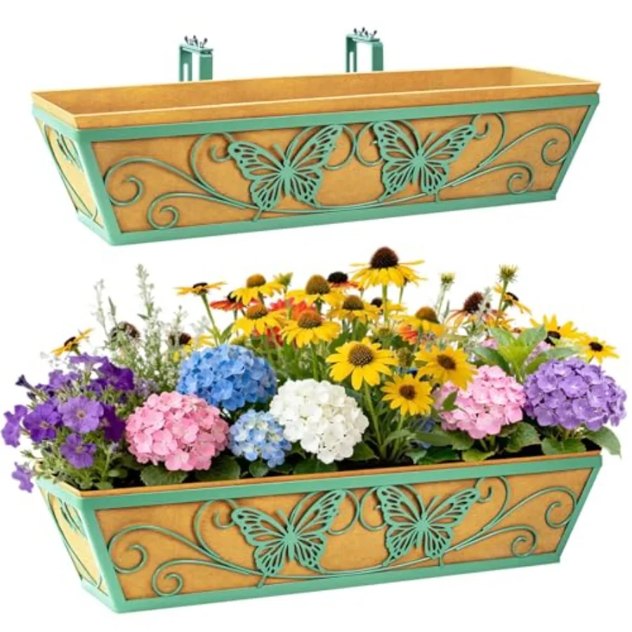 

Подвесные ящики-кашпо для оконных и балконных решеток с регулируемыми кронштейнами для веранды, террасы, балкона, декоративные, для цветов и бабочек