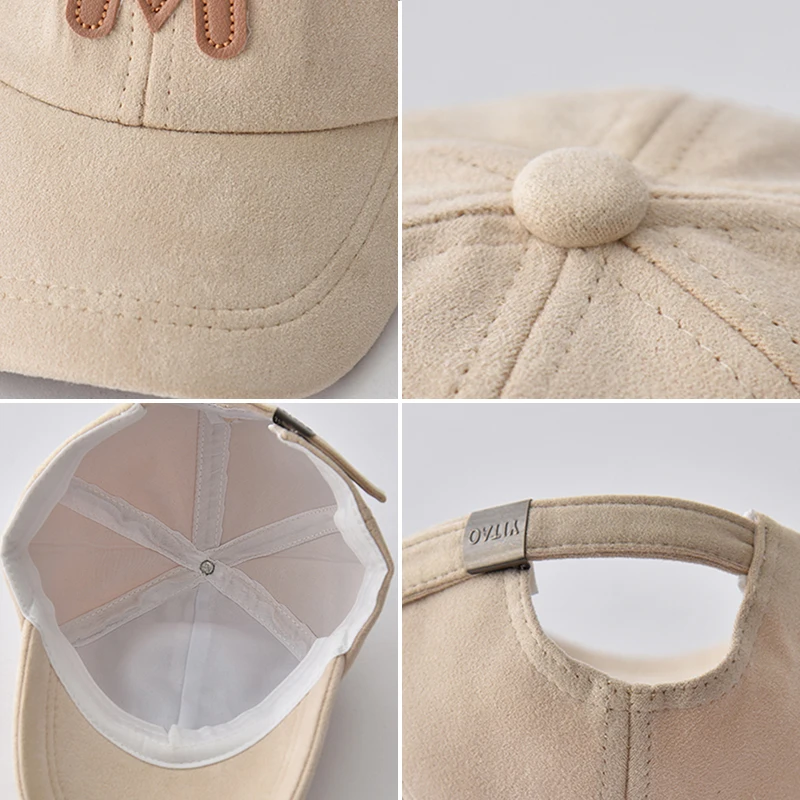 Spring Summer Children Baseball Cap Suede M Letter Baby Hat Outdoor Casual Boys Girls Kids Adjustable Sun Visor Caps