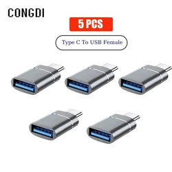 5pcs Type C To USB Phone Adapter Micro USB To Type C Female Converter OTG Connector For MacBook iPhone Pro Max iPad Air Samsung