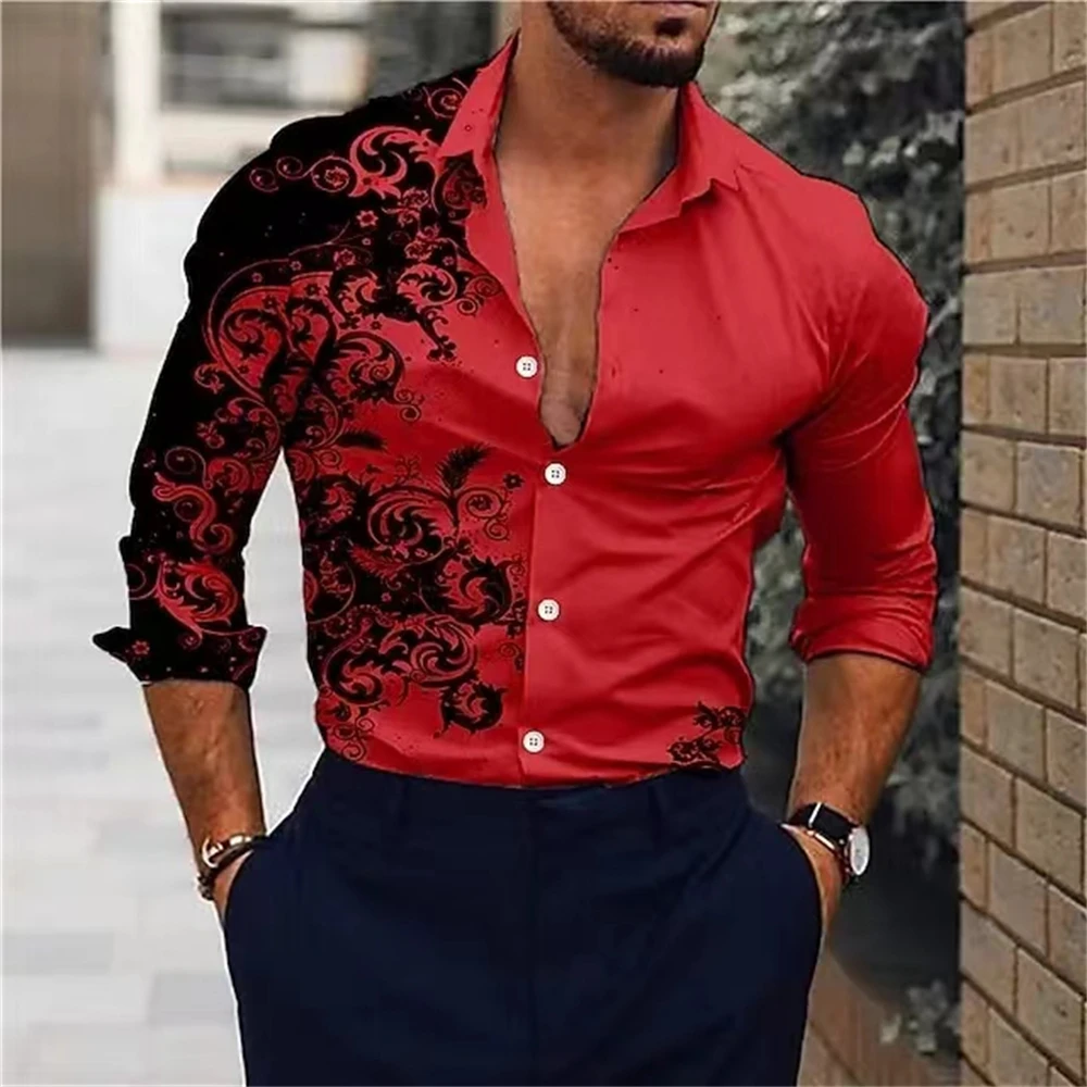 Men's long-sleeved shirt trendy men's luxury fashion personalized casual shirt men's long-sleeved tops extra large size xs-5xl