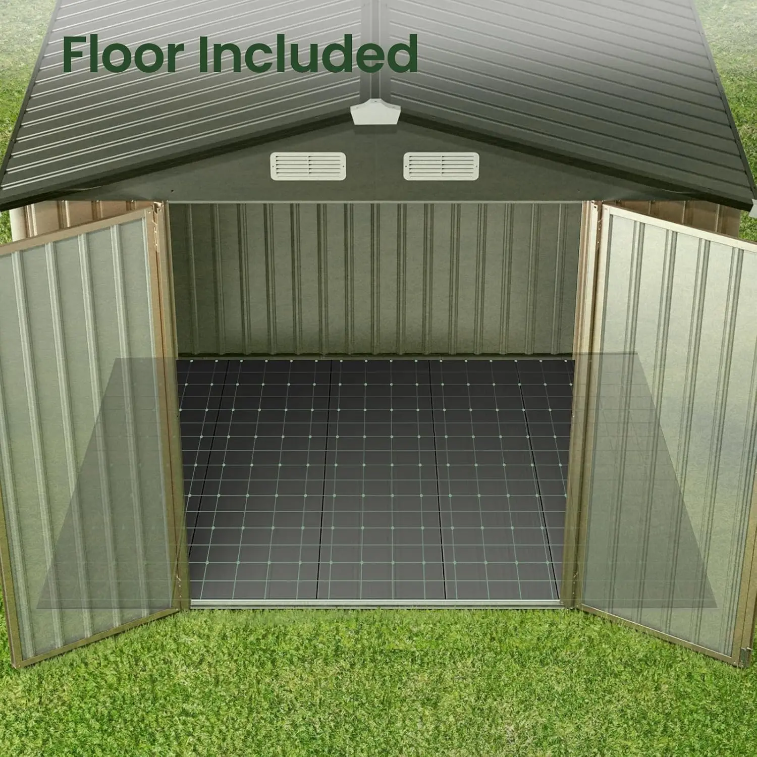 8x6 FT Outdoor Storage Shed with Floor, Full Size Metal Utility Shed | Lockable Garden Shed, Reinforced Sidewall, Customized