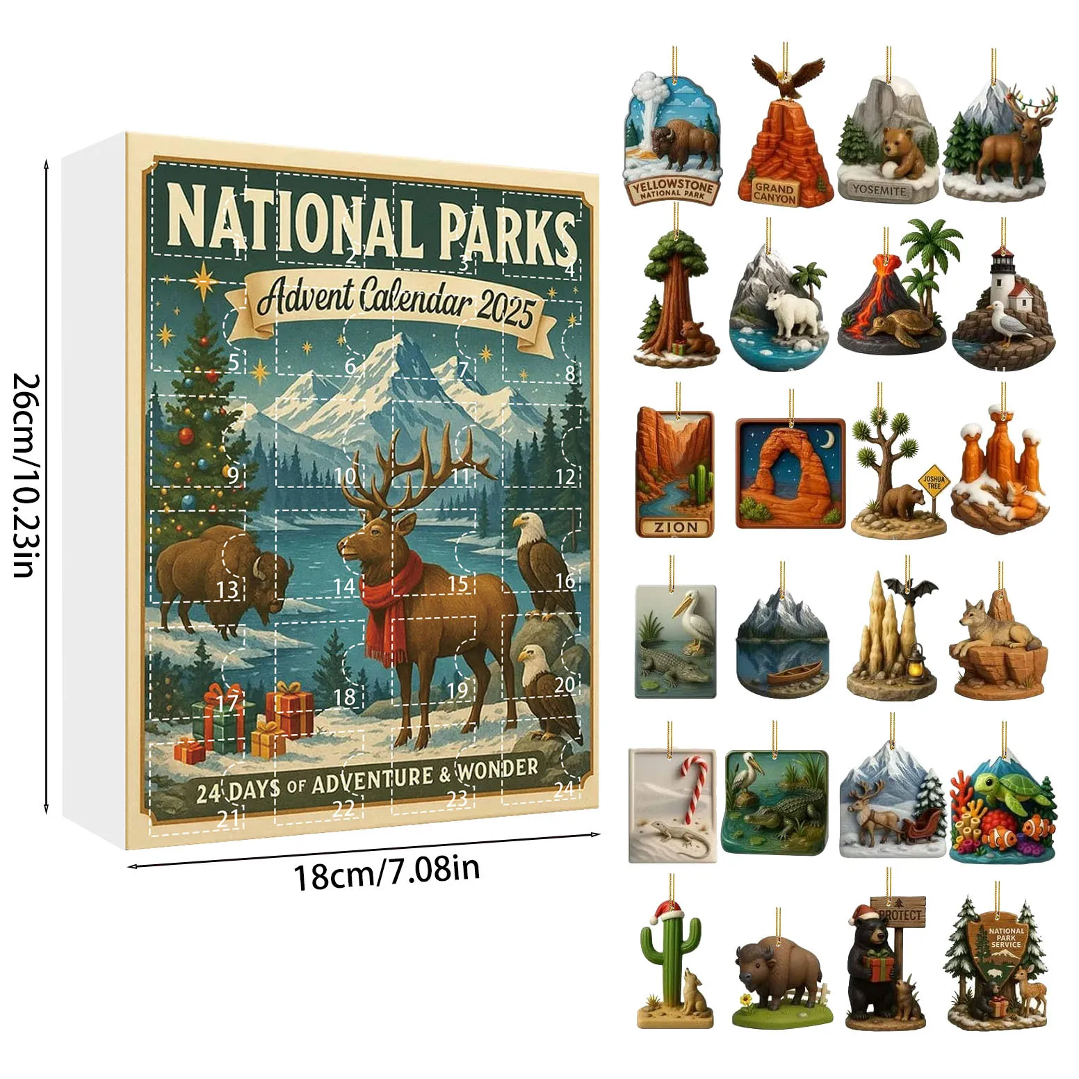 2025 National Parks Advent Calendar 24 Dolls Decorative Ornaments Christmas Countdown Calendarfor Xmas Gifts Blind Box