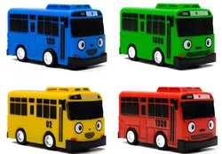 Fun 4pcs/set Tayo the Little Bus Mini Plastic Pull Back Blue Tayo Red Gani Yellow Lani Green Rogi Bus Car Model for kids Gift