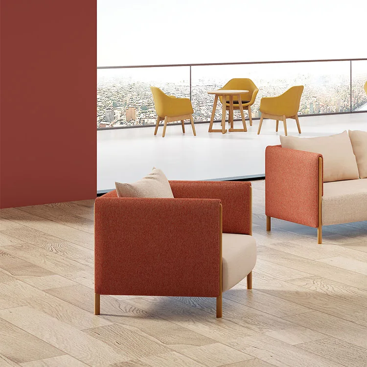 & Solid Wood Frame Linen Veneer square Single Seat Sofa Commercial Hotel Furniture Luxury Hotel Reception Sofas Couches