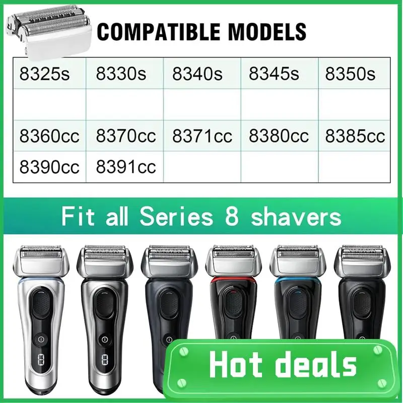 

A74X-2 Pack Series 8 83M Головка электробритвы Серебристый пластик + металл для Braun S8 Лезвия электробритвы Модель 8370Cc, 8340S, 8350S, 8