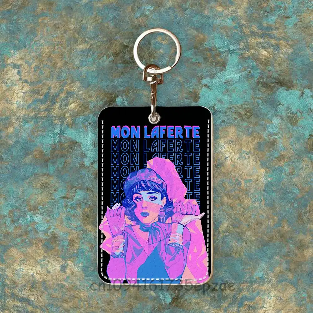 M-Mon L-Laferte Étui porte-cartes en cuir PU de qualité supérieure avec mousqueton en métal, design personnalisable pour un usage quotidien