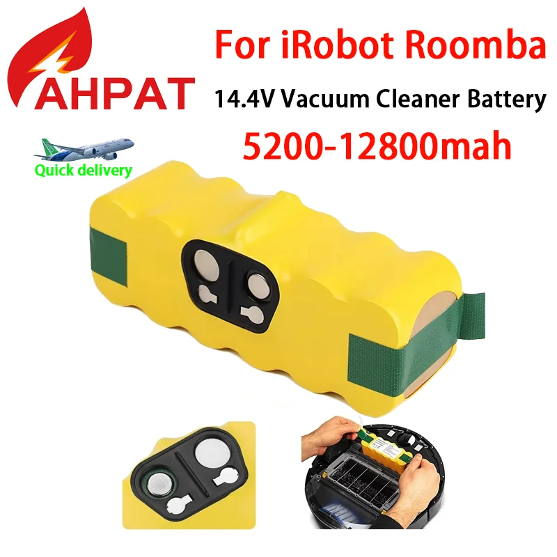 

2025 New AHPAT 14.4 V, 5200-12800mAh,Bateria Para IRobot Roomba, 500, 600, 700, 800, 900 Series, 620, 650, 770, 780, 580