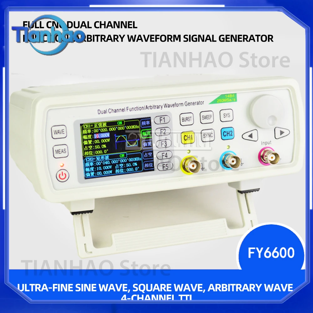 New Fy6600 Programmable Dual Channel DDS Function Arbitrary Waveform Signal Generator Pulse Signal Source Frequency Meter for