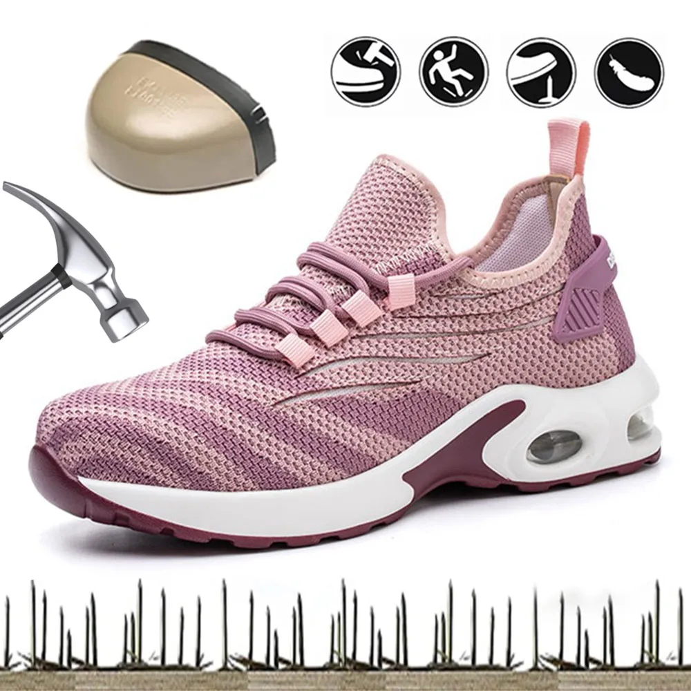 

Fashionable and Safe Women's Work Shoes, Sturdy and Durable Safety Steel Toe Shoes, Rock Solid Protective Work Shoes Size 35-42