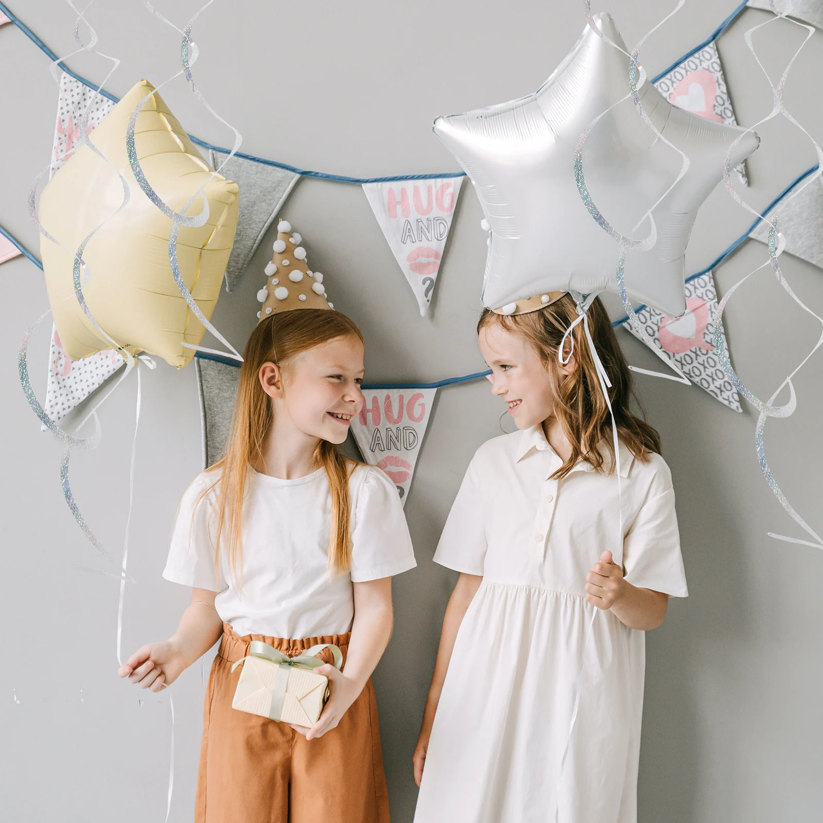 

6 Pcs Double Spiral Streamers Holographic PET Lightweight Festival Party Wedding Decor Ceiling Hanging Swirl