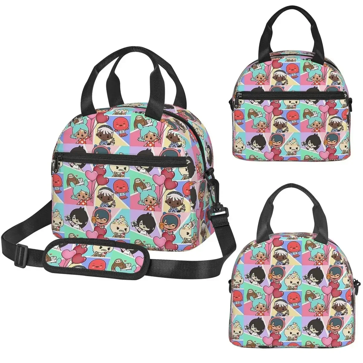Toca Squad Toca Boca Mochila con bolsa térmica para el almuerzo para mujer, caja térmica para oficina, bolsa térmica portátil para el almuerzo