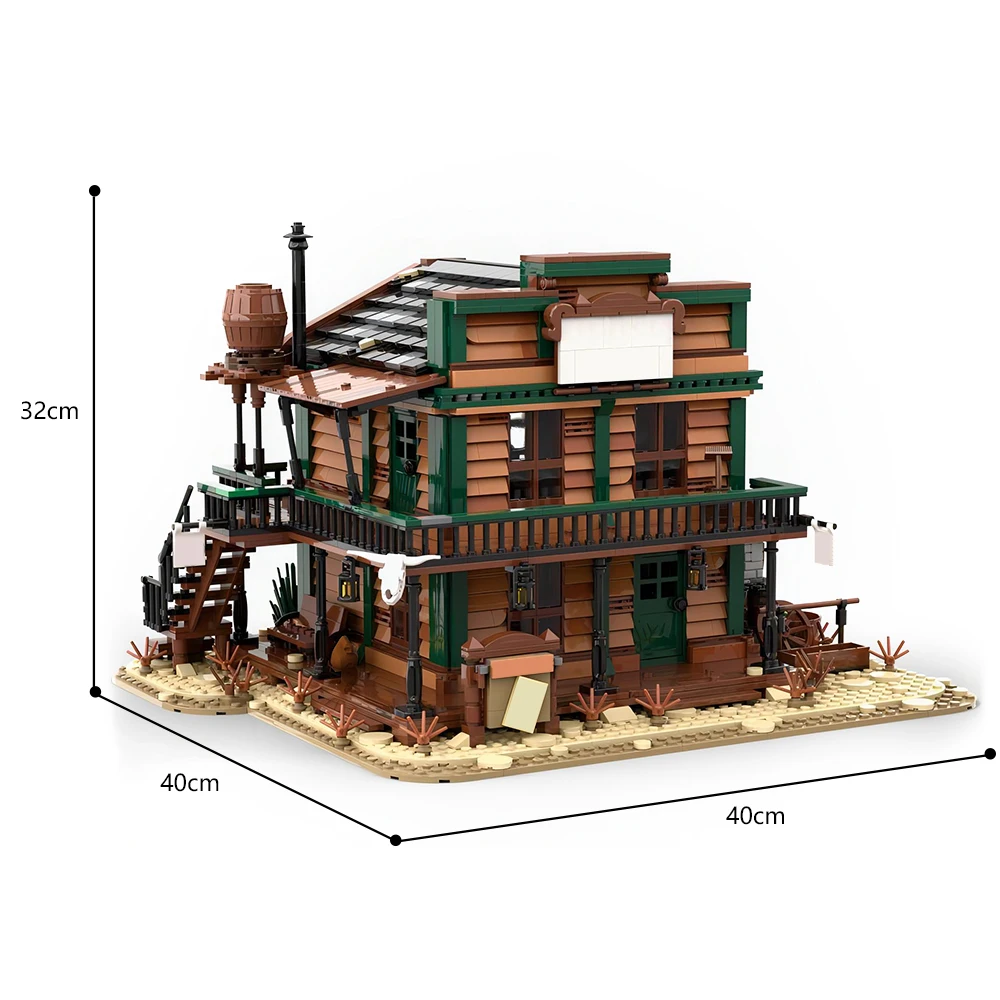 Moc jogo de tiro selvagem oeste xerifes blocos de construção de escritório idéias dois andares modelo destacado tijolos coleção brinquedos para crianças presente