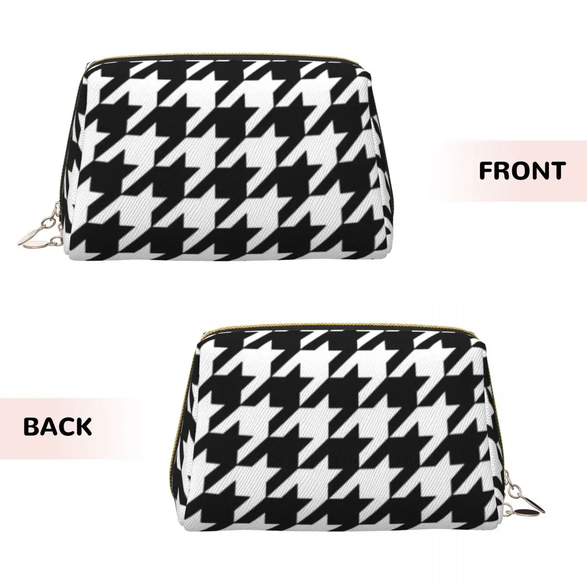 Houndstooth Black And White Pattern (4) Women Cosmetic Bag Travel Makeup Organizer Pouch Toiletry Storage Dopp Kit Case