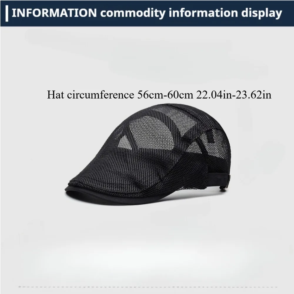 Summer Hollow Mesh Beret Breathable Sun Hat British Vintage Style Unisex Lightweight Casual Outdoor Daily Wear