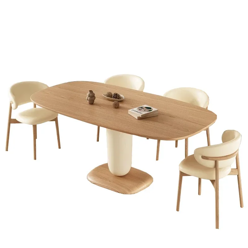 

Dining table all solid wood dining table household small apartment one table four chairs rectangular cream wind