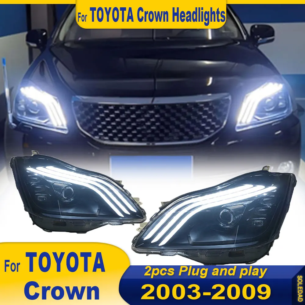 Car Styling Headlights for Toyota Crown 2003-2009 LED Headlight for crown led dynamic turn signal headlamp Assembly Accessories