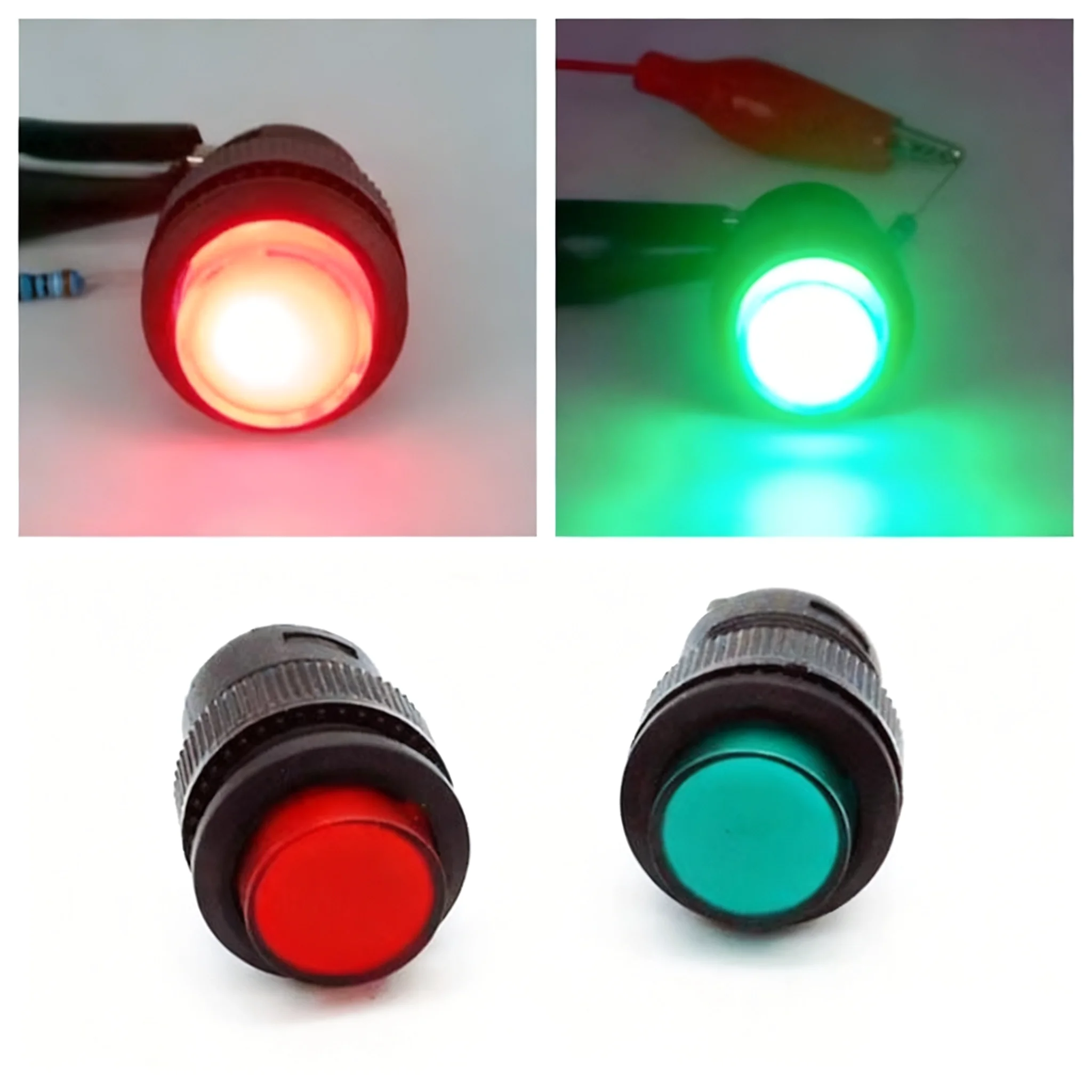 زر 16 مم/R16-503 مع ضوء، إعادة ضبط تشغيل النقطة، مفتاح قفل ذاتي، دائري أحمر وأخضر، 4 دبابيس و2 دبابيس #2