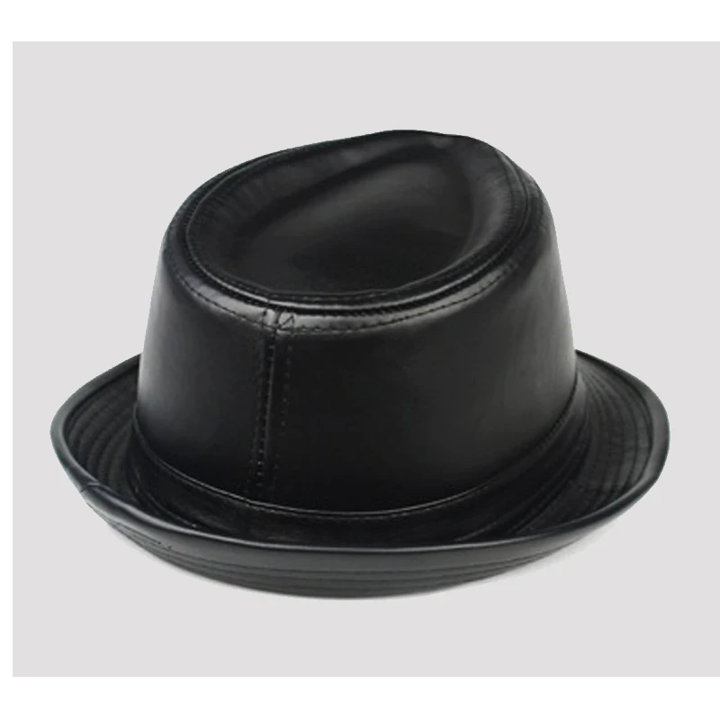 2022 Genuine Leather Wide Brim Stetson Fedoras British Hats For Men/Women Gentman Black 55-62cm Fitted Jazz Hip-Pop Gorras