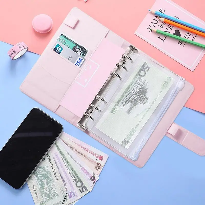 2023 A6 예산 바인더 플래너 12 조각 현금 봉투 다채로운 PU 가죽 노트북 바인더 12 PCS A6 바인더 포켓
