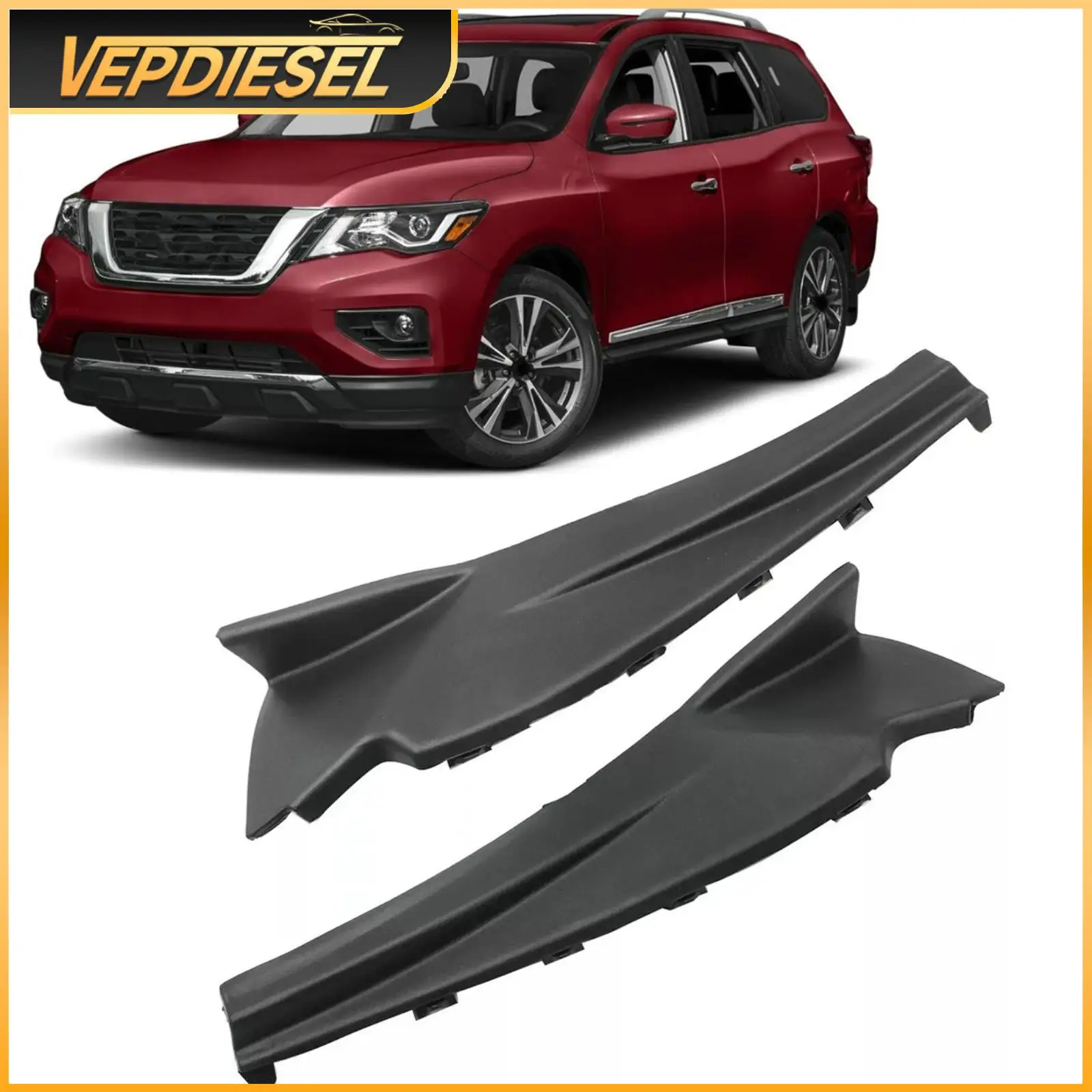 

2Pcs/Set Wiper Cowl Extension Trim For Nissan For Nissan Pathfinder 2013-2020 66895-3KA0A 66894-3KA0A Auto Exterior Accessories