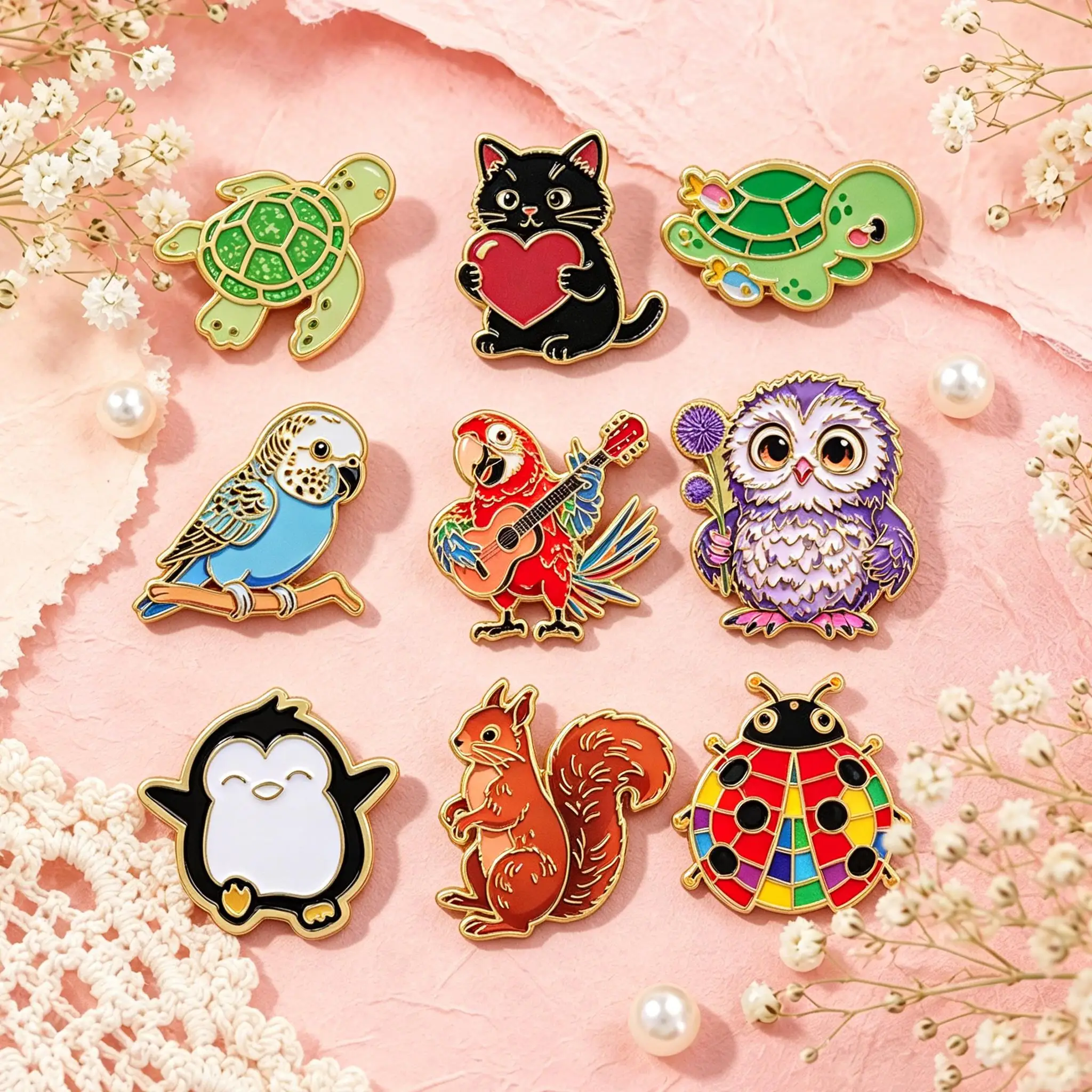 Sea Turtle Enamel Pin Cartoon Animals Brooch For Coat Cute Bird Brooches Collar Lapel Pins Metal Badges Jewelry Gift for Friends