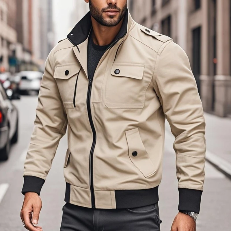 

Мужская рабочая одежда цвета хаки, осенне-зимняя функциональная куртка-карго в стиле ретро, мужские однотонные тренчи армейского зеленого цвета с несколькими карманами