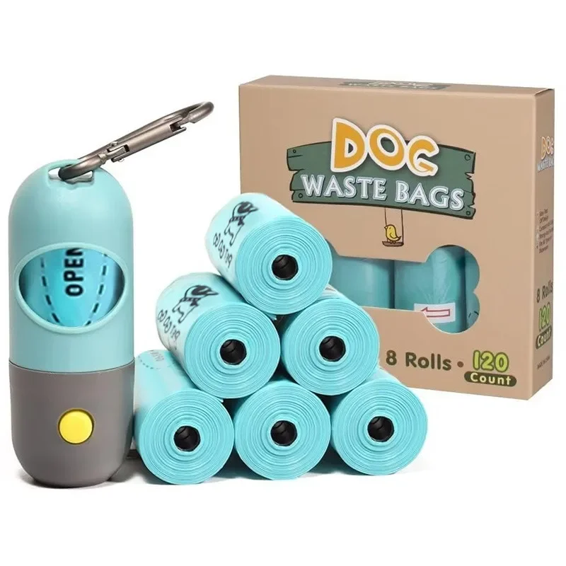 Pet Dog Poop Bag Dispenser with Hanging Hook Portable Travel Garbage Bags Pick Dog Poop Pet Cleaning Equipped with Led Lighting