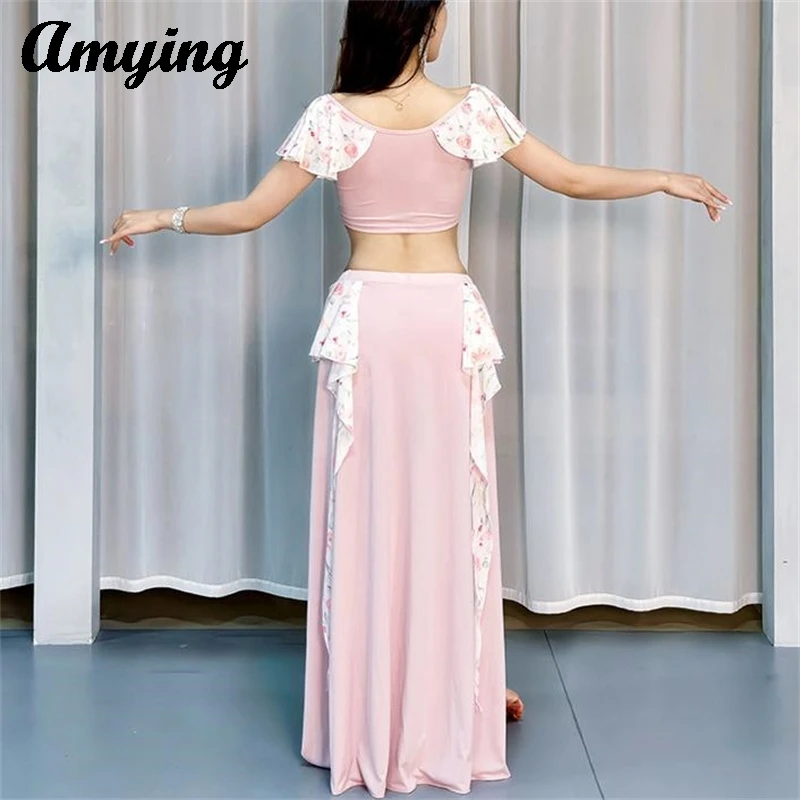 Nuevo vestido de práctica de danza del vientre para mujer, conjunto de vestido largo Sexy de hada, vestido de danza Oriental para principiantes, vestido de equipo de actuación para mujer