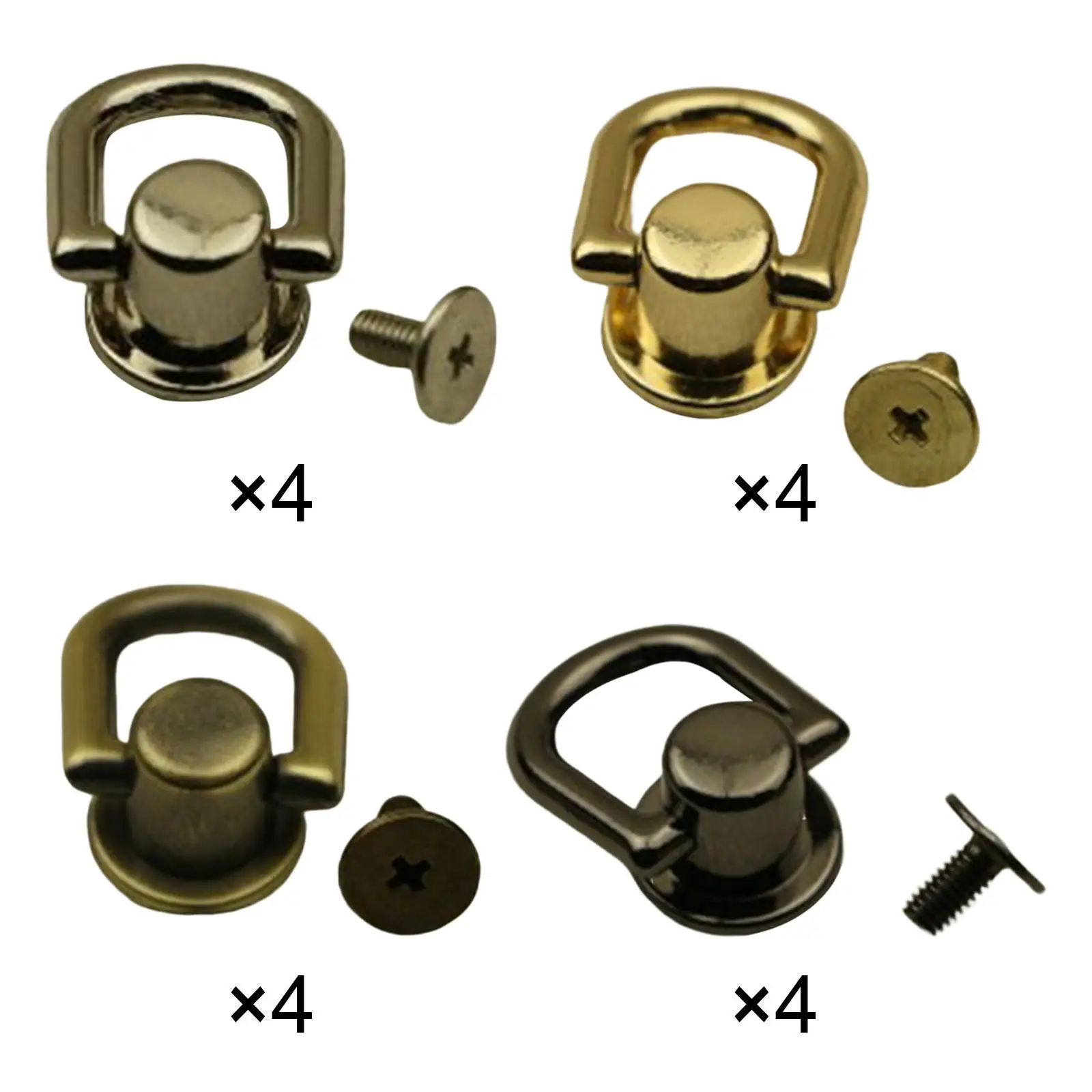 Stainless Steel Side Anchor D Rings for Handbag Converting to Shoulder Bag with Screw Clasps Sewing Fasteners