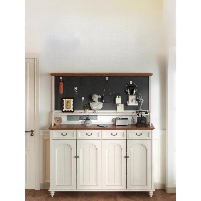 

Cream wind entrance Customized hole board with coat rack Entry entrance Multi-layer large-capacity shoe cabinet
