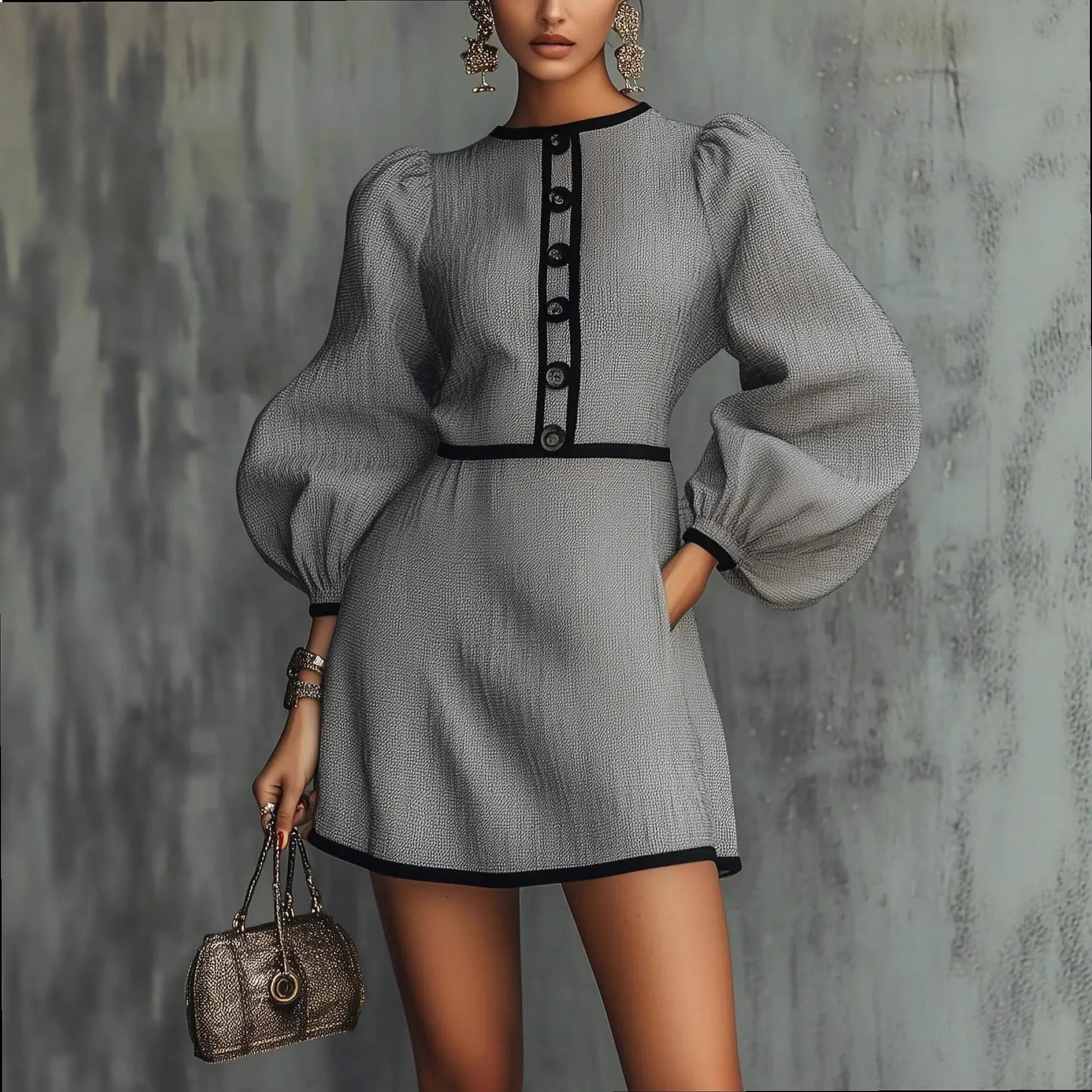 French style gray knitted dresses, dresses for women spring summer, elegant stitching knitted overall jumpsuit playsuit