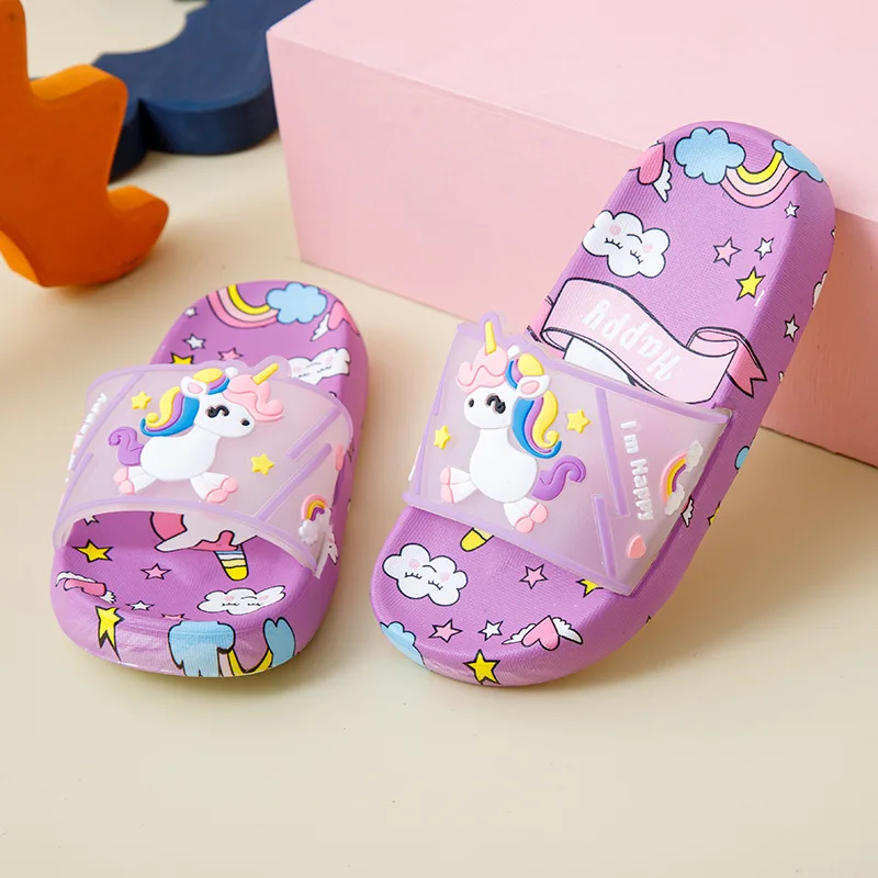 Pantoufles d'intérieur coordonnantes à semelle souple pour filles et garçons, chaussures de dessin animé mignon pour enfants