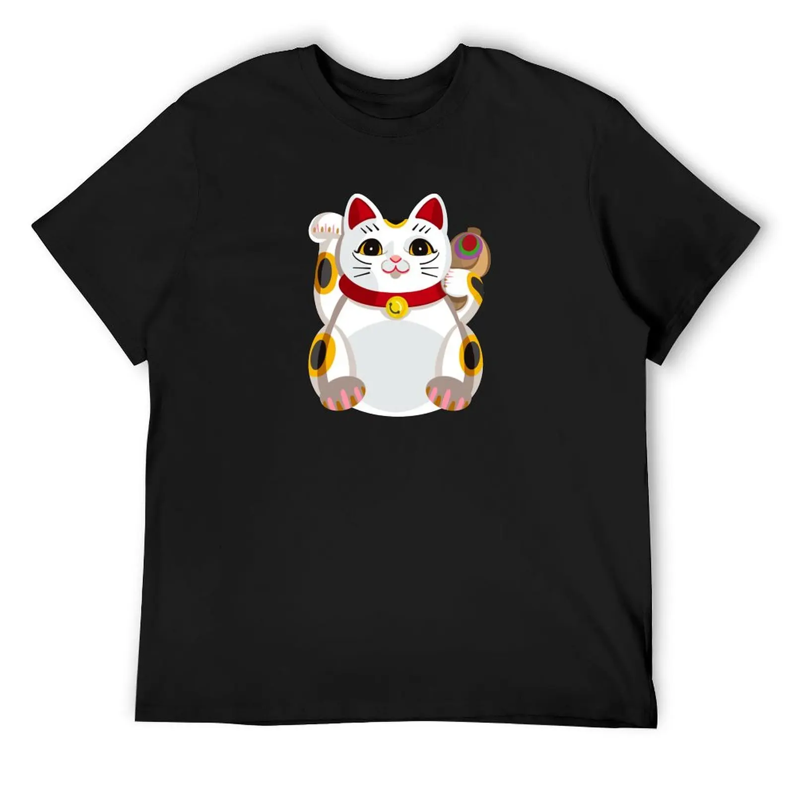 Cute kawaii White Japanese lucky cat art T-Shirt cute tops Blouse vintage anime shirt summer top Men's t-shirt