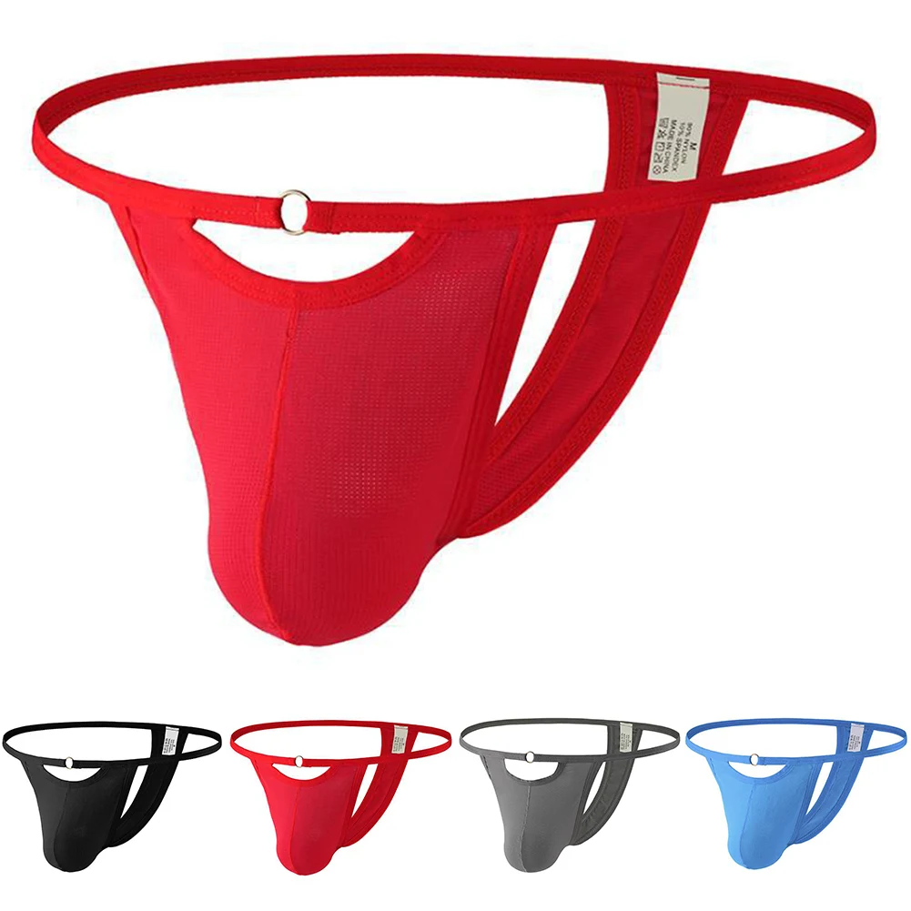 

Men Lingerie T-back Briefs Sexy Low Rise Thongs Breathable Hollow Out U Pouch Comfortable G-string Panties