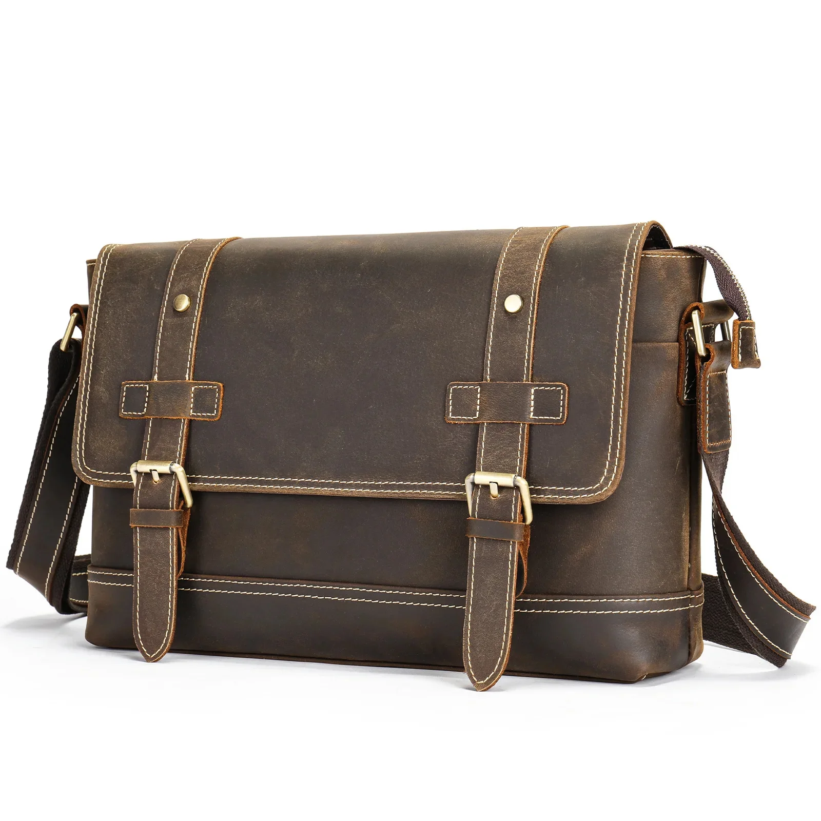 

Leather Shoulder Bag real cowskin messenger bag men male leather crossbody s shcool for boys Size A4