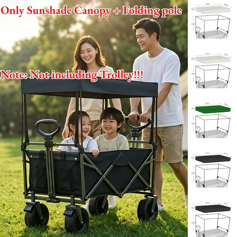 Outdoor Folding Wagon Canopy Cover with Mesh Mosquito Net Windproof Rainproof Sun Shade Tent for Camping Picnic Cart Accessories